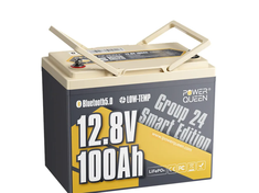 Power Queen 12V 100Ah Group 24 Smart Lifepo4 Battery with Bluetooth