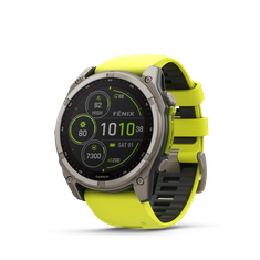 GARMIN fēnix® 8 – 51 mm, Solar, Sapphire Sapphire, Titanium with Amp yellow/graphite silicone band