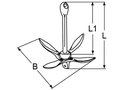 Folding anchor made of hot galvanized cast steel - 4,0 kg