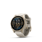 GARMIN fēnix® 8 – 43 mm, AMOLED Sapphire, Soft Gold with Fog grey/dark sandstone silicone band